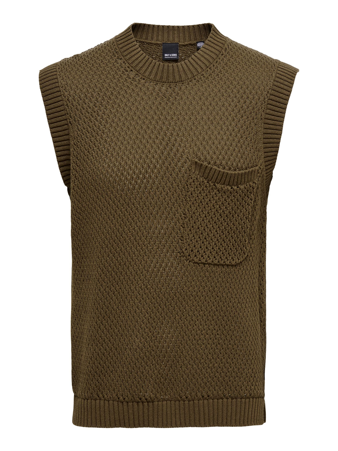 Пуловер ONLY Strick Pullunder mit Brusttasche Weste ohne Ärmel ONSMYLE, коричневый