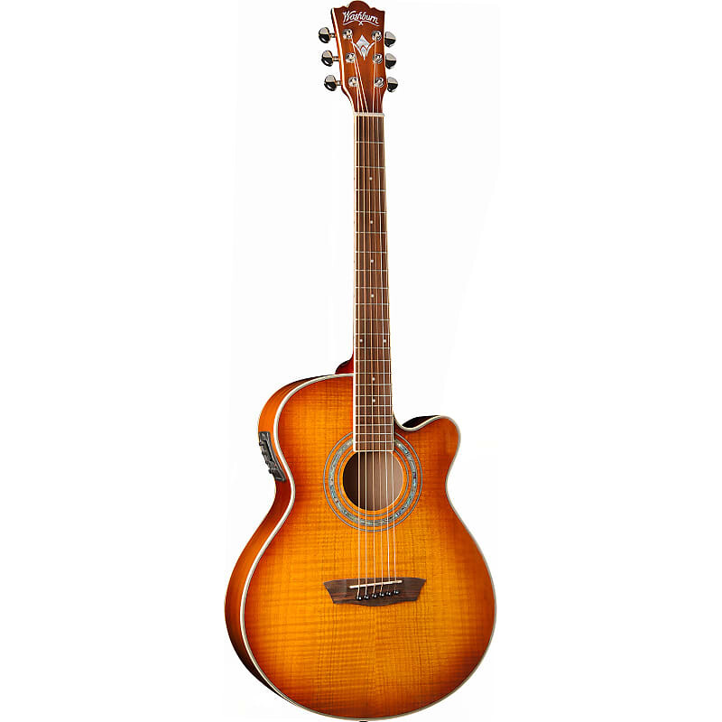 

Акустическая гитара Washburn EA15ITB Festival Series Mini Jumbo Acoustic Electric Guitar, Ice Tea Burst