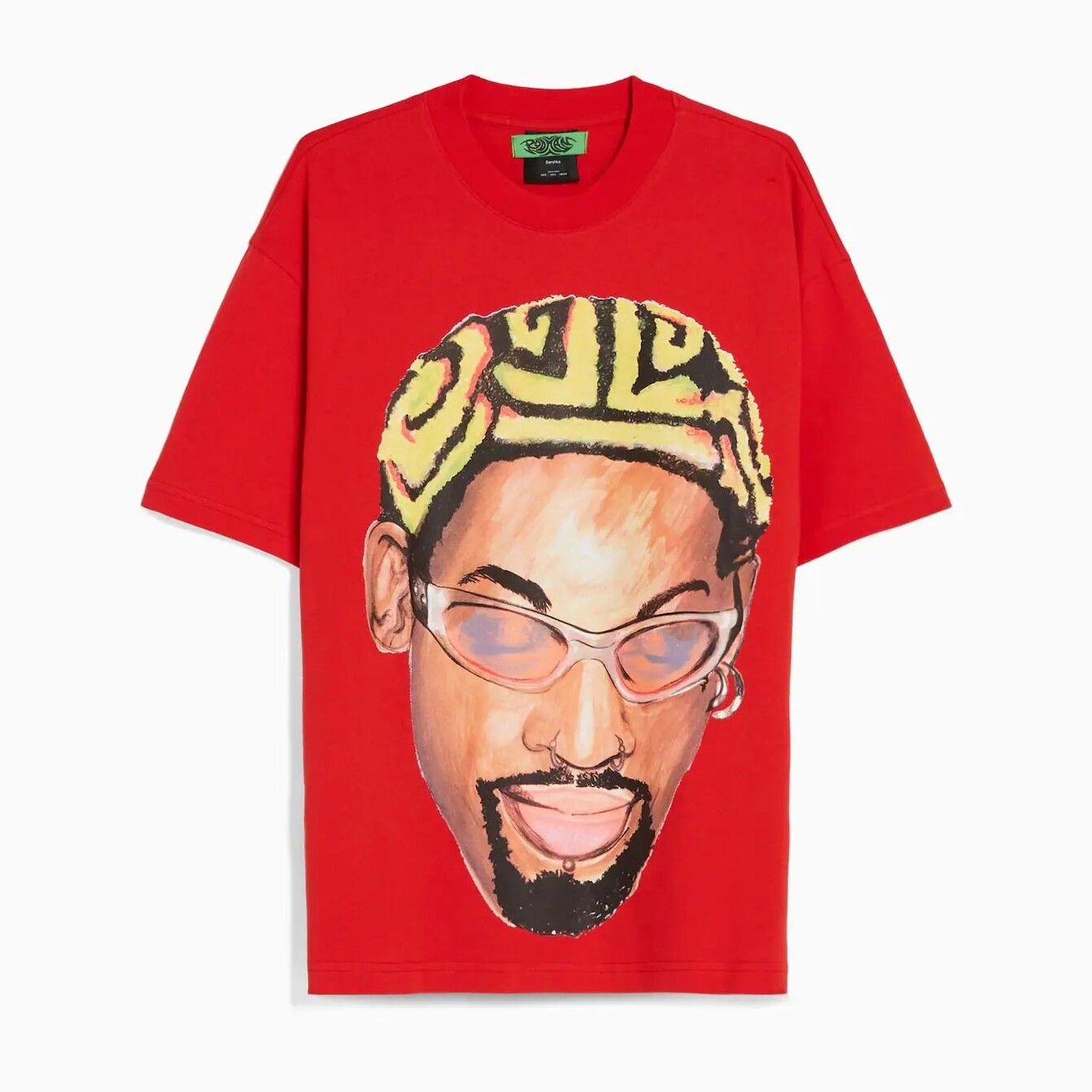 

Футболка Bershka X Dennis Rodman Print Short Sleeve Boxy Fit, красный