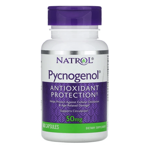 Pycnogenol, 50 мг, 60 капсул, Natrol бад для красоты кожи natrol pycnogenol коэнзим q 10 50 мг в капсулах 60 шт