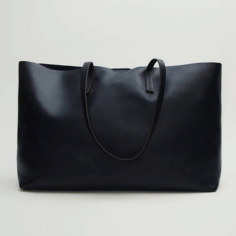 

Сумка-тоут Massimo Dutti Nappa Leather, темно-синий