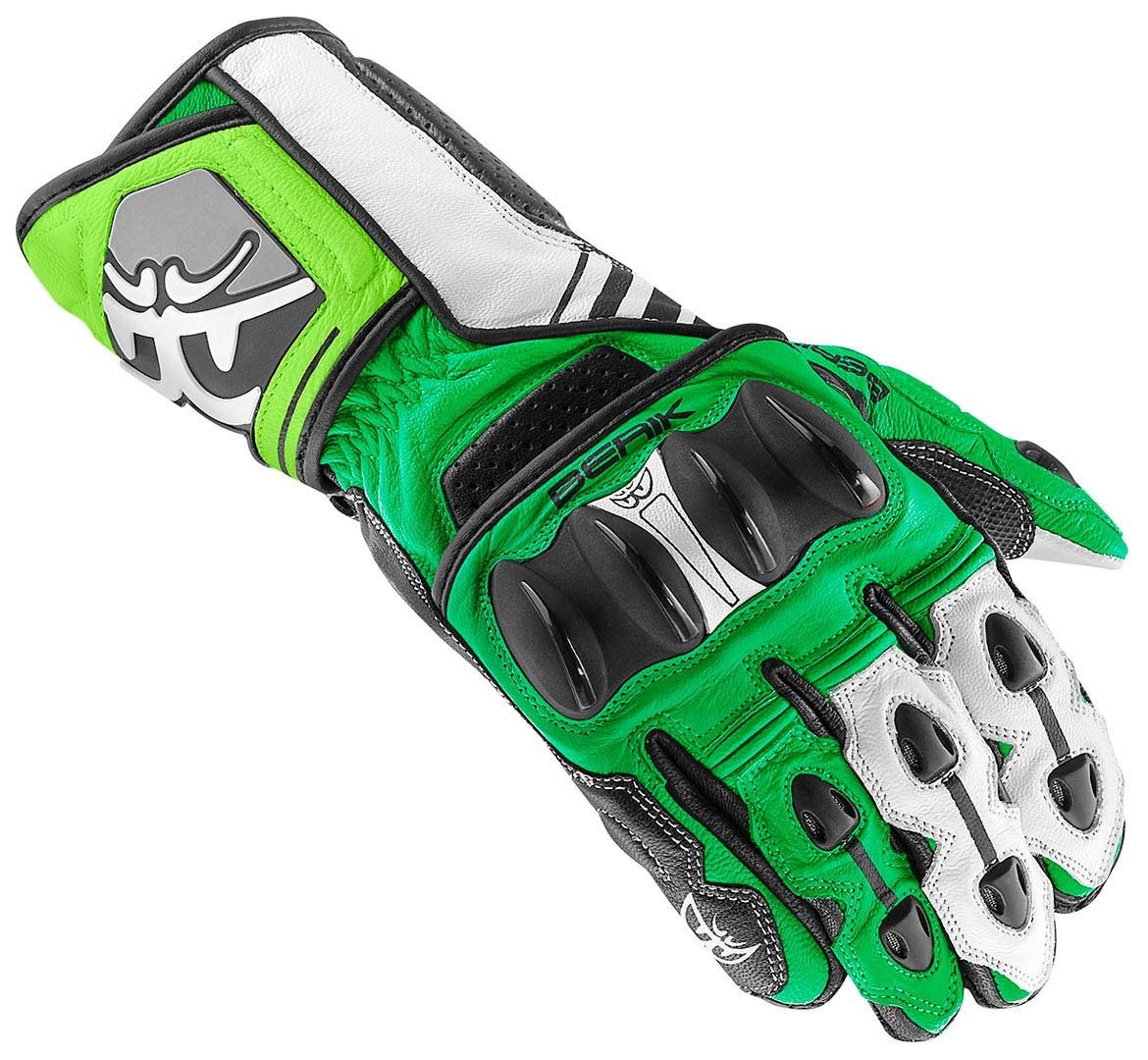 Мотоциклетные перчатки Berik Track с предварительно изогнутым палецем, черный/зеленый/белый мотоциклетные перчатки track plus berik черный белый зеленый
