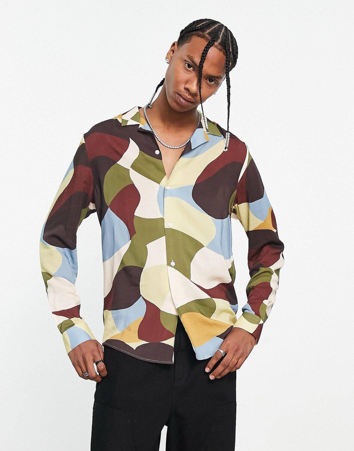 

Рубашка с абстрактным принтом ASOS DESIGN revere