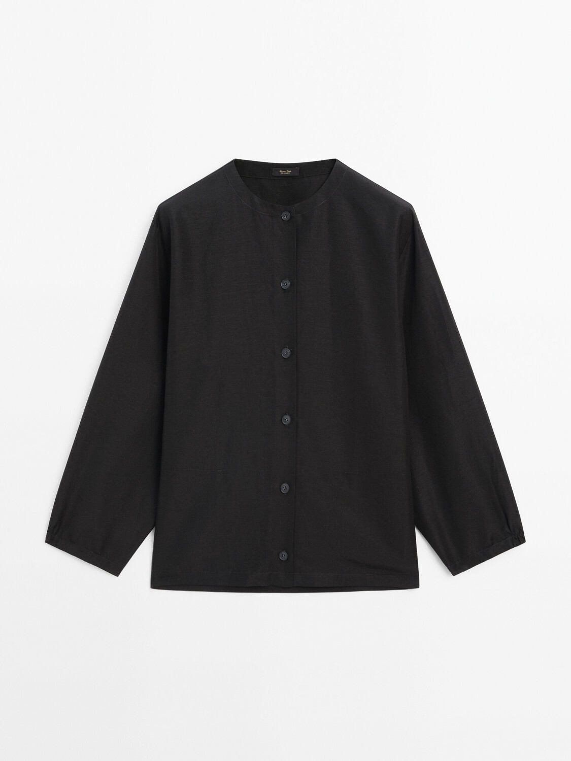 Рубашка Massimo Dutti Textured With Buttons, черный