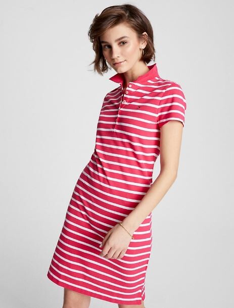 

Платье-поло в полоску Tommy Hilfiger Slim Fit Stripe Polo, красный