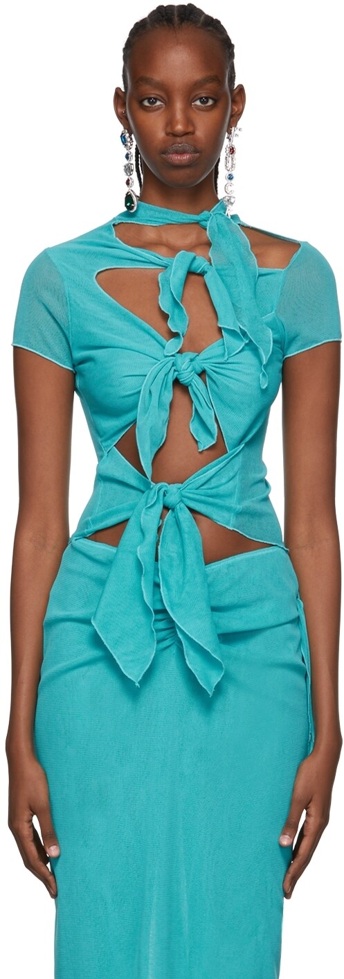 

Эксклюзивная синяя футболка SSENSE Devon Anna Sui