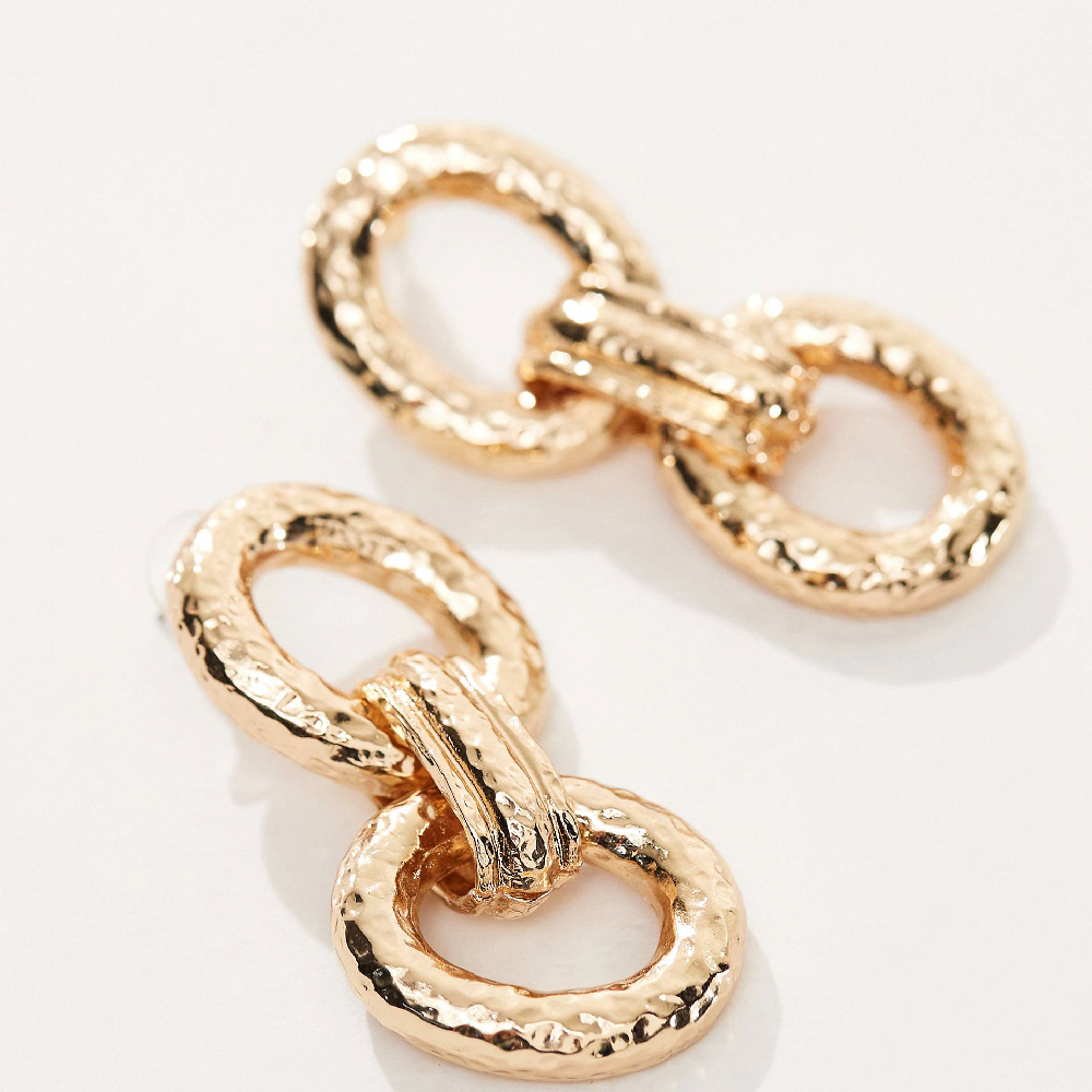 Серьги Mango Intertwined Hoop, золотистый серьги золотые кольца с камнем