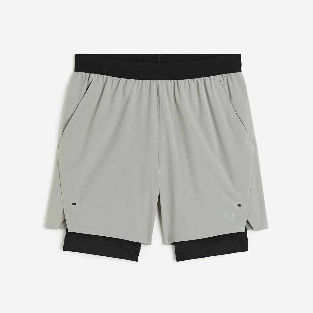 

Спортивные шорты H&M DryMove Double-layered, серый/черный