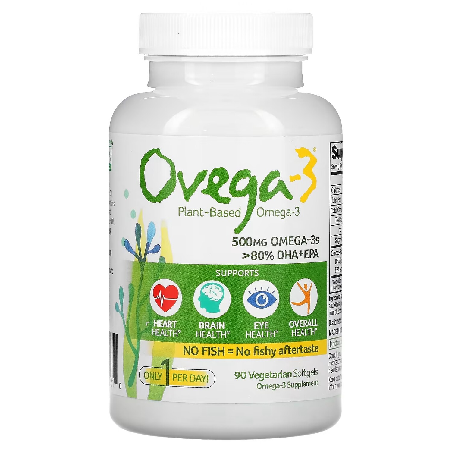 

Ovega-3 Веганские омега-3 ДГК + ЭПК 500 мг, 90 вегетарианских капсул