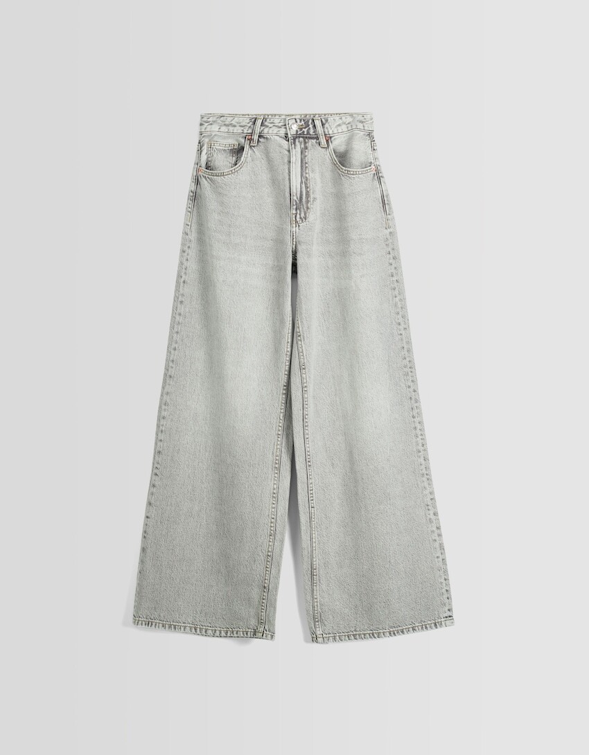 

Джинсы Bershka Wide leg, серый