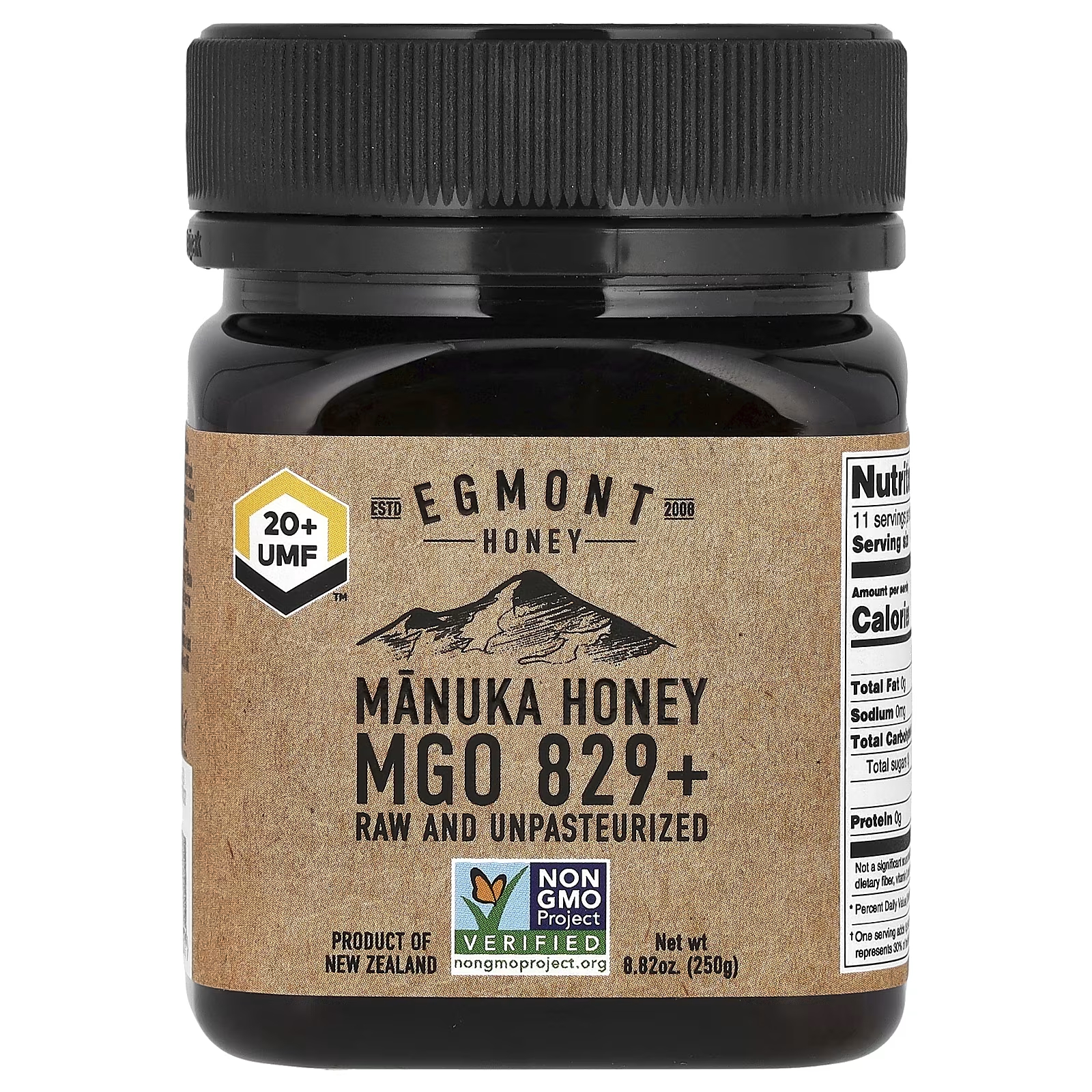 Egmont Honey Manuka Honey Сырой и непастеризованный MGO 829+ 8,82 унции (250 г) egmont honey необработанный и непастеризованный мед монука mgo 696 250 г 8 82 унции