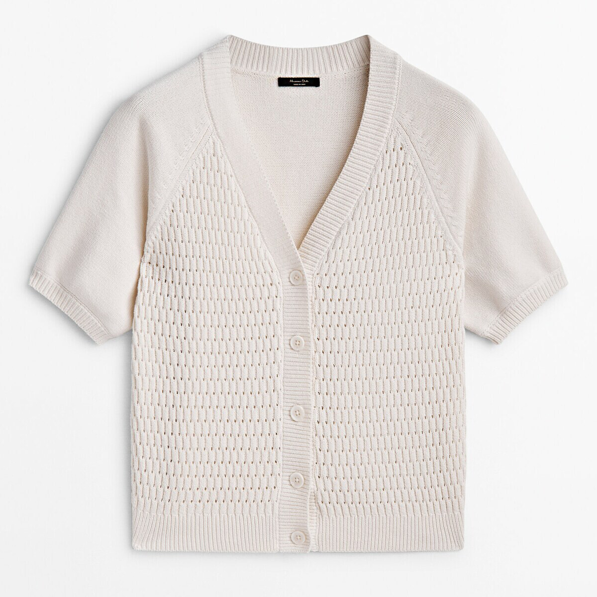 

Кардиган Massimo Dutti Knit crochet, белый