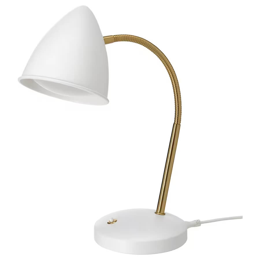 Рабочая лампа Ikea Isnalen Led, белый/желтая медь абажур для настольной лампы vitaluce цвет белый е27 29 х 14 18