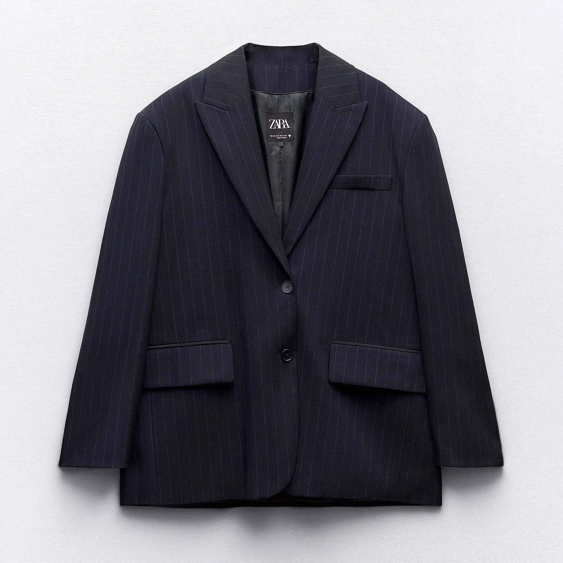 Пиджак Zara Oversize Pinstripe, темно-синий пиджак zara размер xl синий