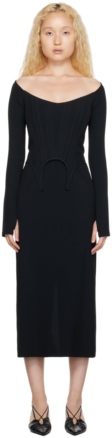 

Черное удлиненное платье-миди с корсетом Arch Dion Lee
