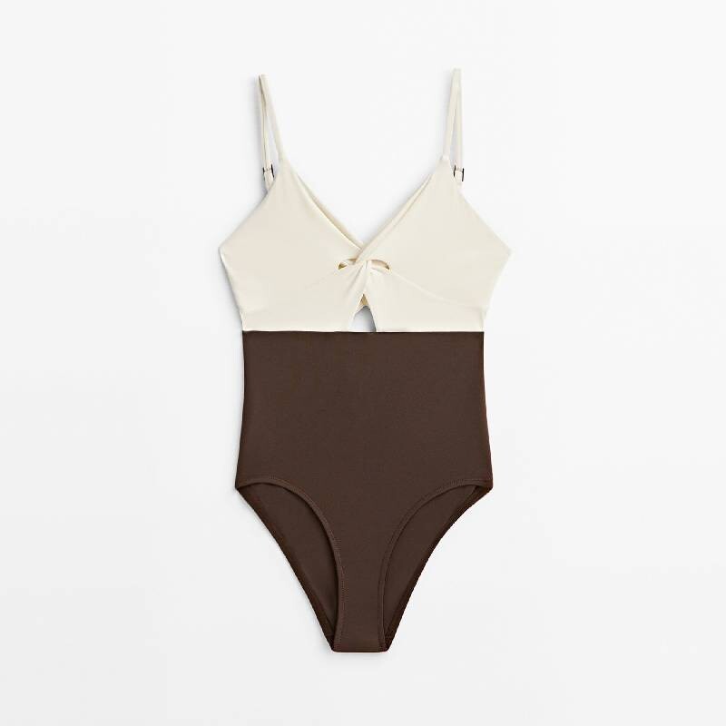 

Купальник Massimo Dutti With Crossover Neckline, темно-коричневый