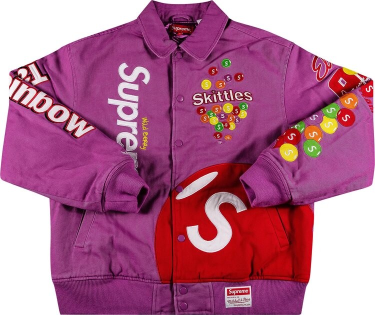 Куртка Supreme x Skittles x Mitchell & Ness Varsity Jacket 'Purple ...