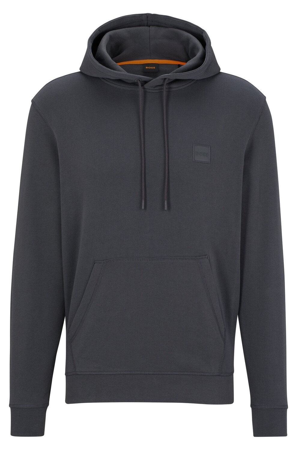 

Толстовка Hugo Boss French-terry-cotton Hooded With Logo Patch, темно-серый