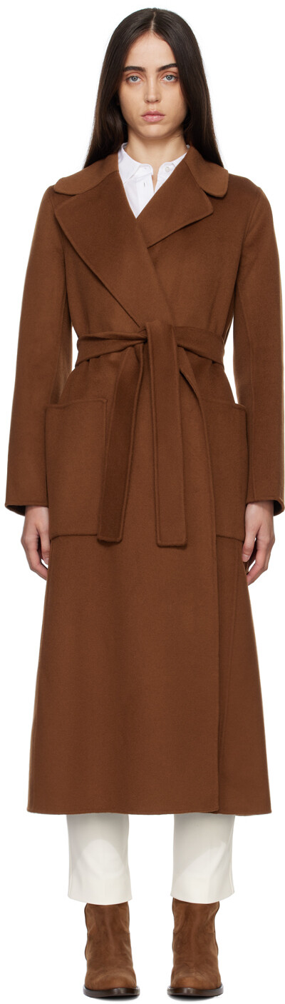 

Коричневое поясное пальто S Max Mara