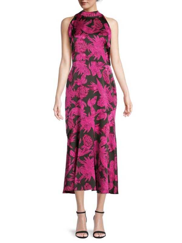 

Зимнее платье с принтом пальмовых листьев Sam Edelman Pink black