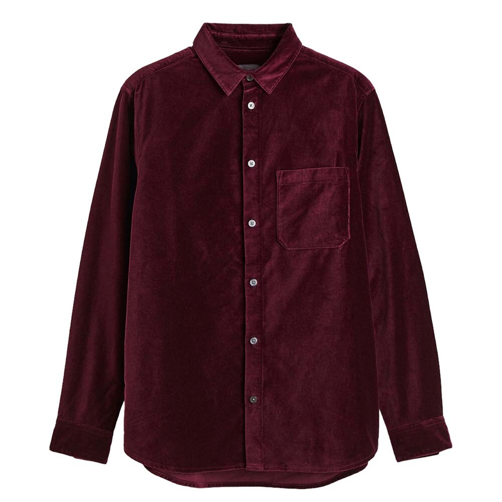 

Рубашка H&M Regular Fit Velvet, бордовый