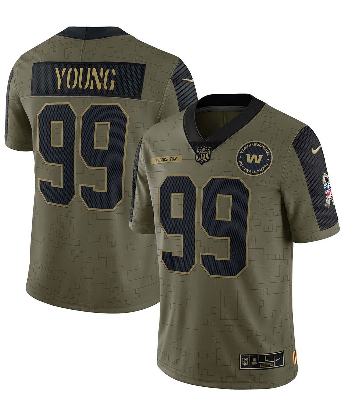 

Мужская футболка chase young olive washington football team 2021 salute to service limited player Nike
