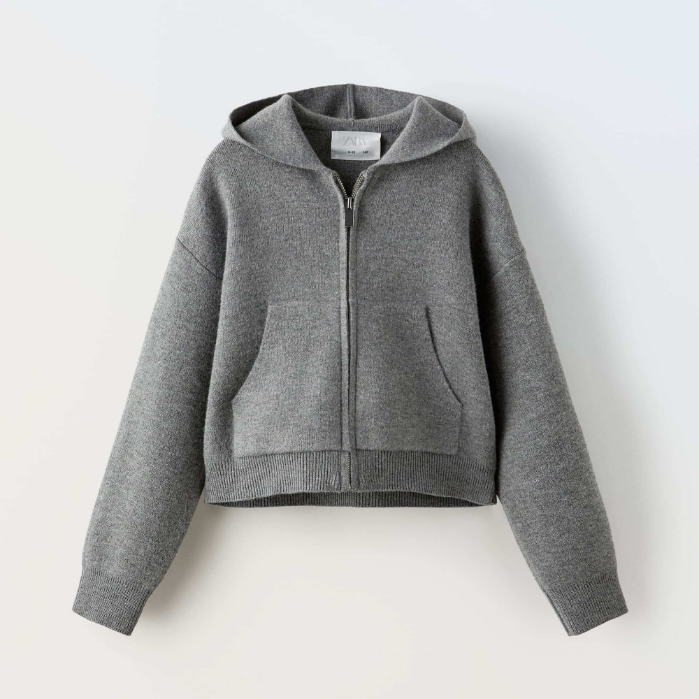 Куртка для девочек Zara With Zip, серый бомбер zara knit jacket with zip серый
