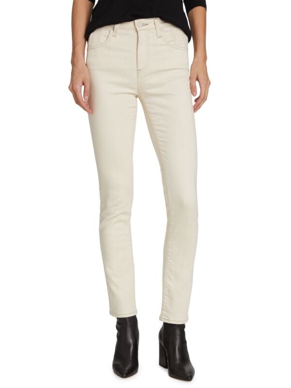 

Узкие прямые джинсы mari с высокой посадкой и вставками AG Jeans Beige