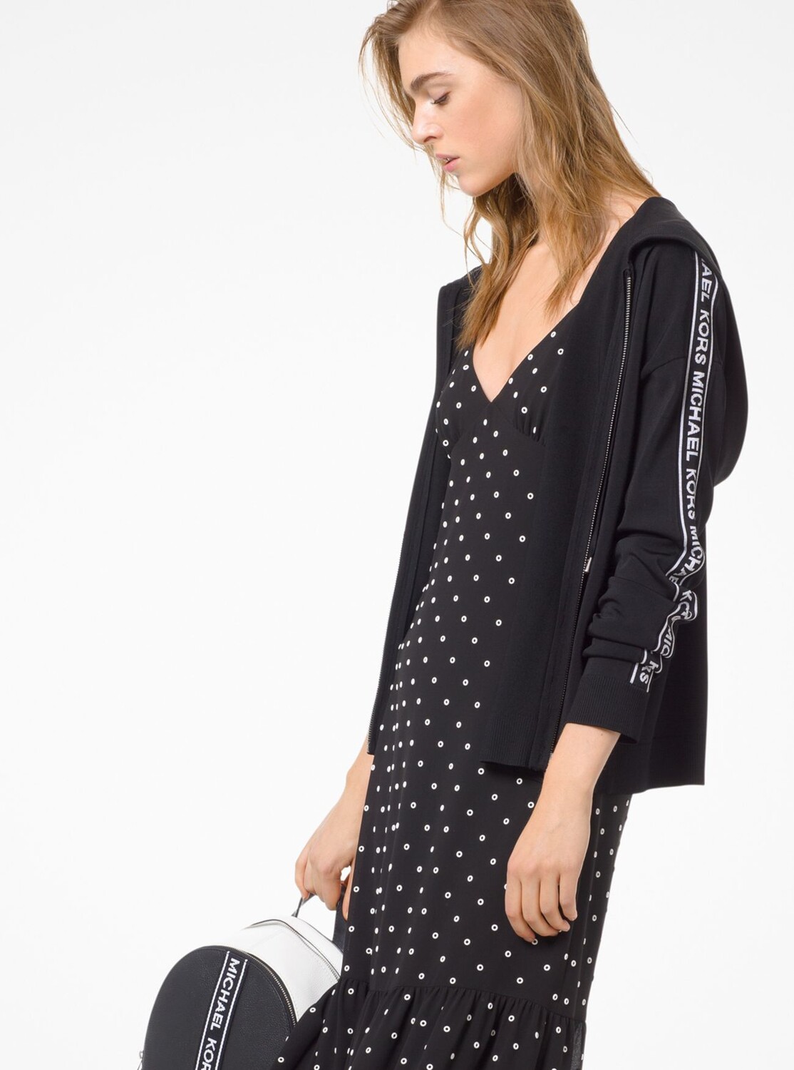 

Толстовка на молнии Michael Michael Kors Logo Tape Stretch-Viscose, черный