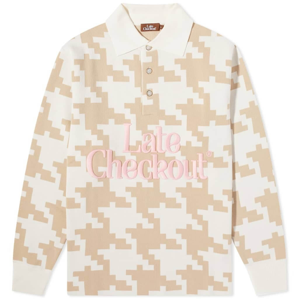 checkout 2 Рубашка-поло Late Checkout Houndstooth Camo Rugby Unisex, кремовый/бежевый