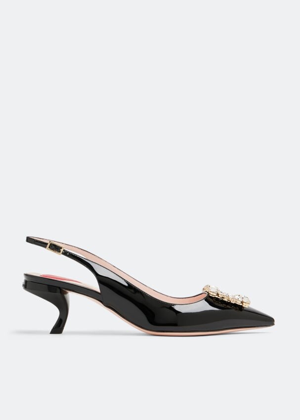 

Туфли ROGER VIVIER Virgule strass buckle slingback pumps, черный