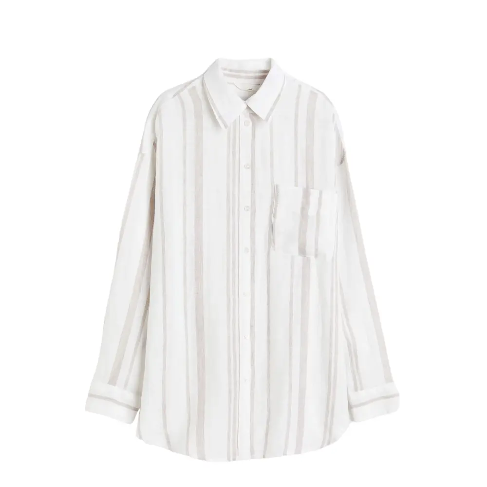 

Рубашка из льна H&M Oversized, белый/бежевый