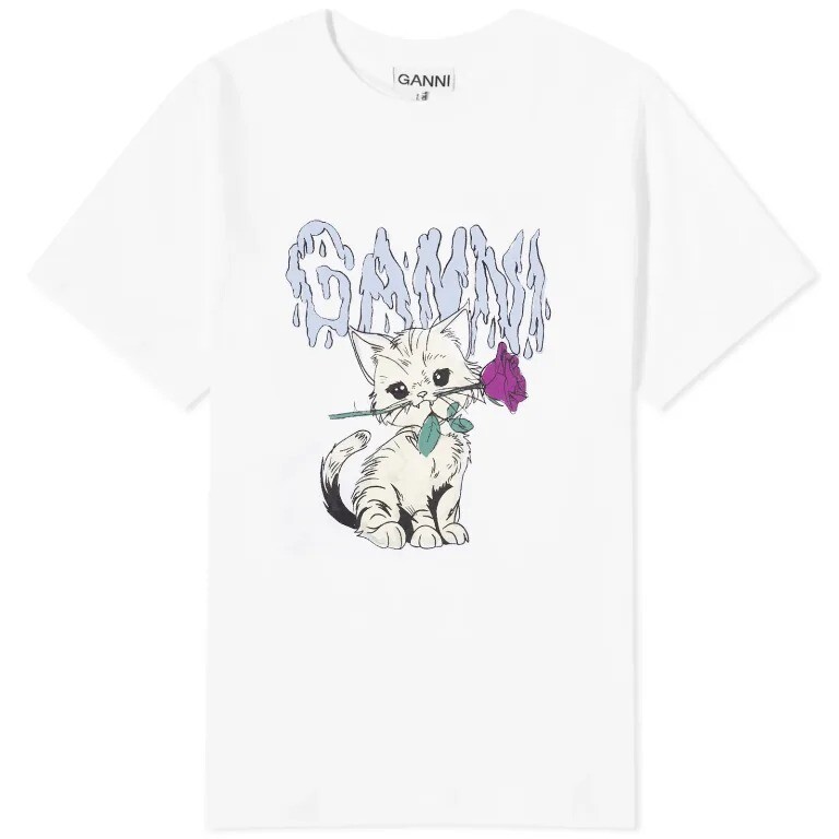 

Футболка Ganni Ganni Cat Relaxed, белый