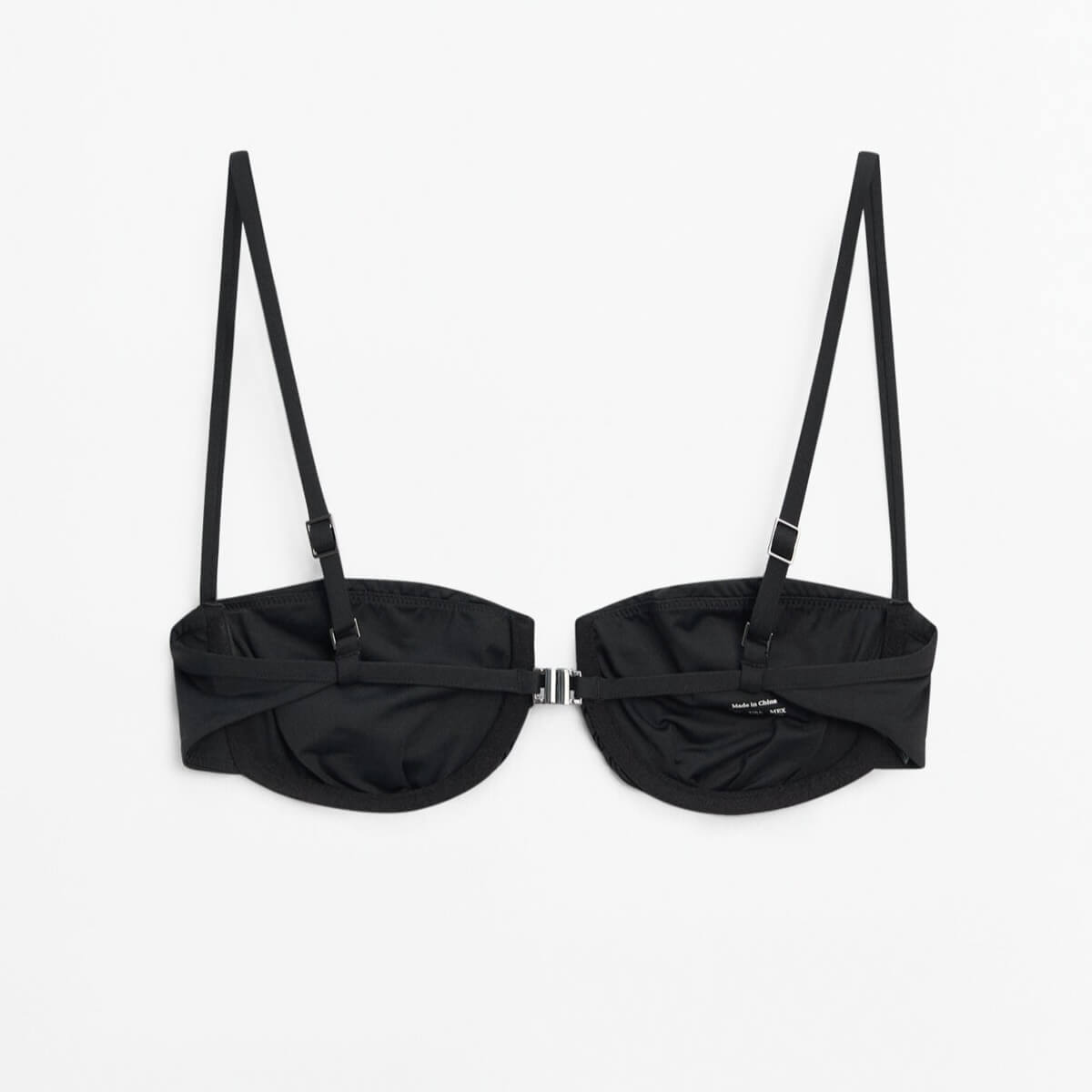 цена Верх купальника Massimo Dutti Gathered Bandeau Bikini, черный