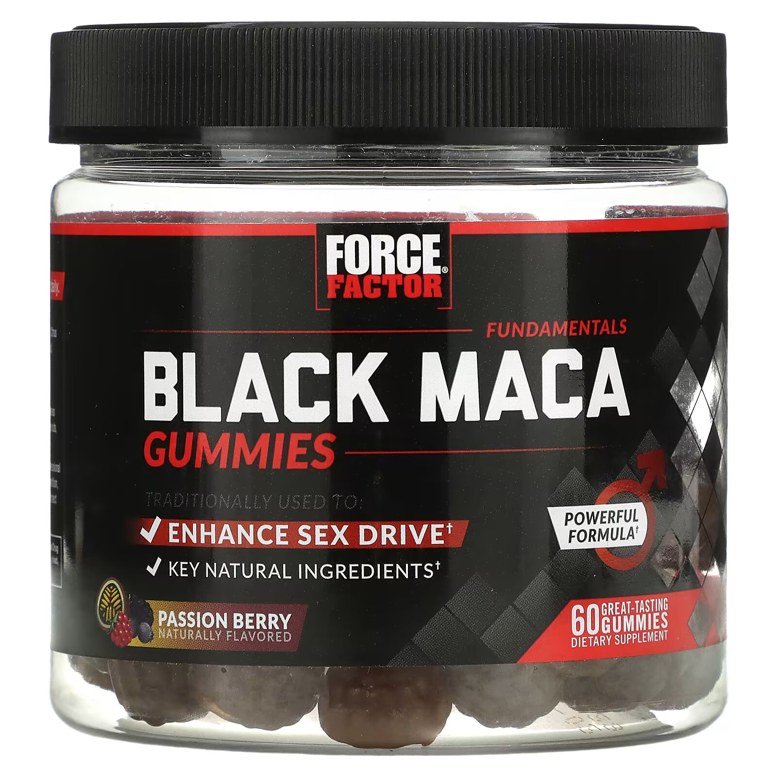 Force Factor, Fundamentals, черная мака, маракуйя, 60 жевательных таблеток force factor черная мака 60 капсул