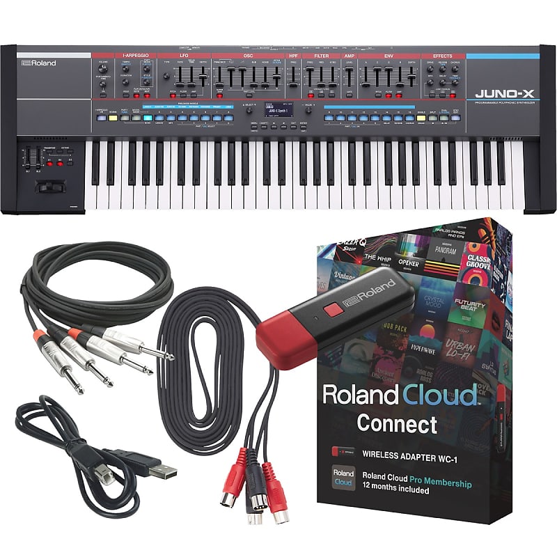 61-клавишный программируемый полифонический синтезатор Roland Juno-X — облачный комплект