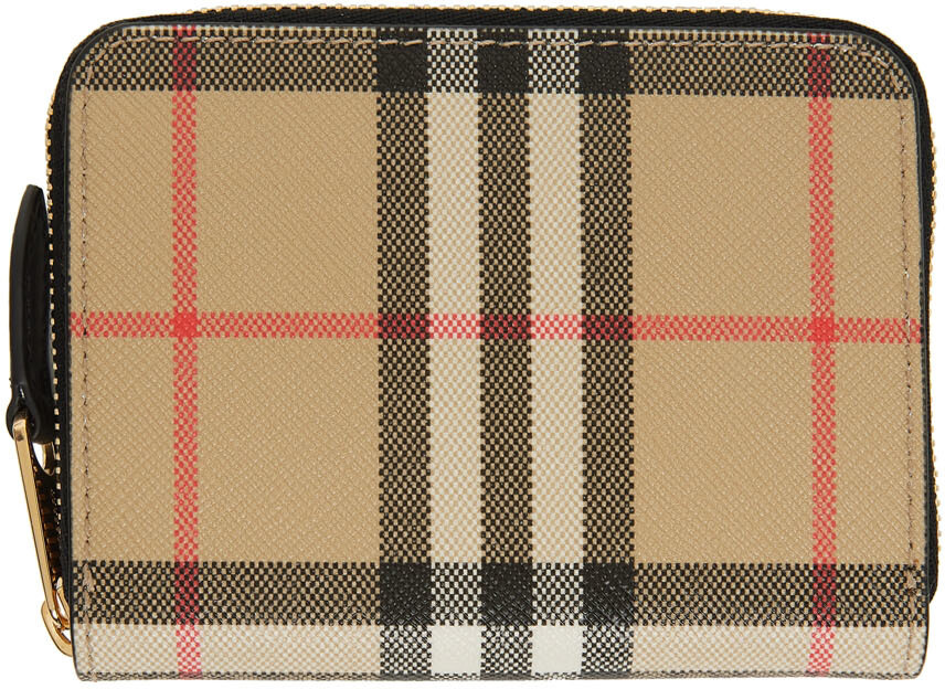 

Бежевый кошелек на молнии в клетку Burberry