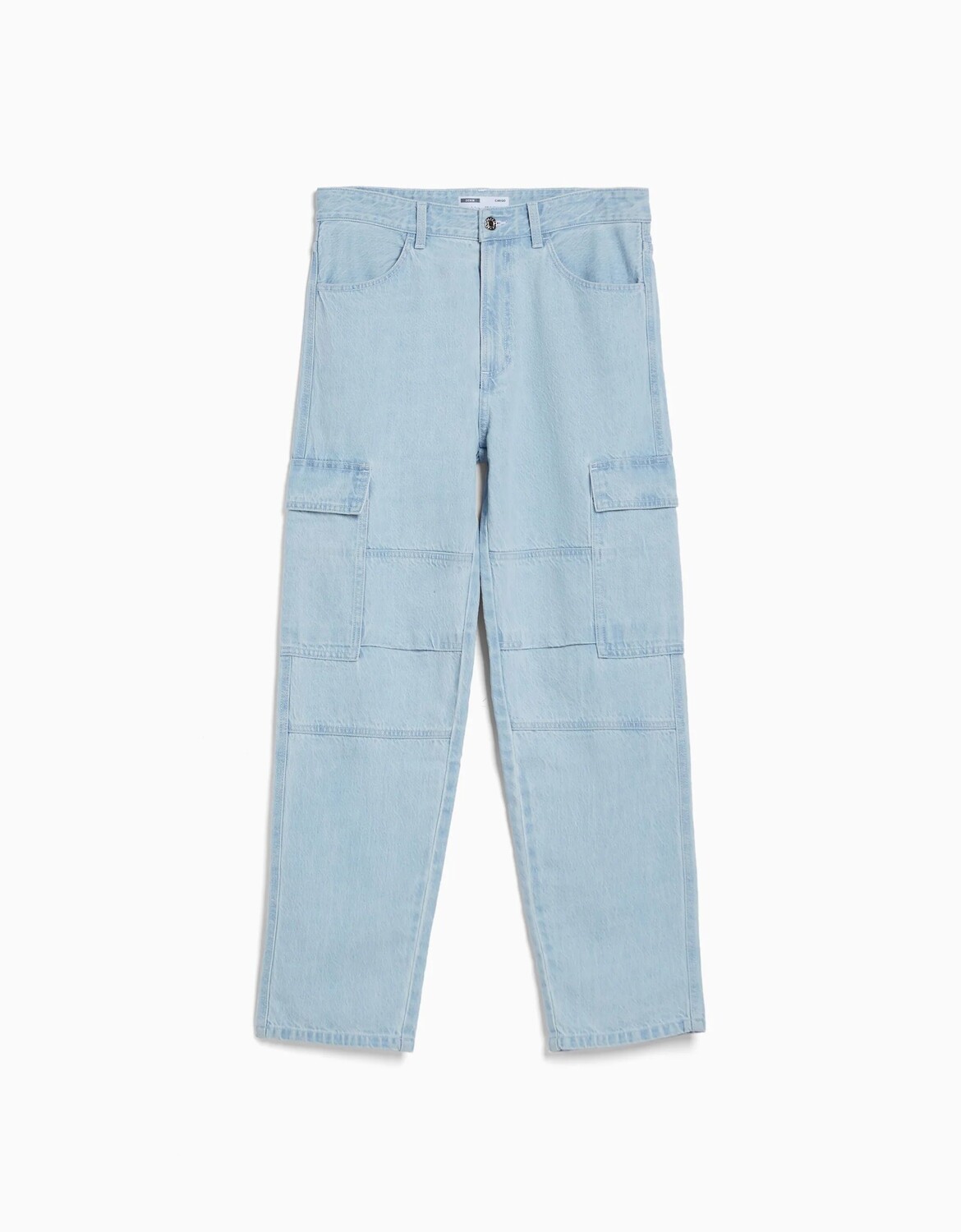 

Джинсы Bershka Wide-leg Cargo, светло-голубой