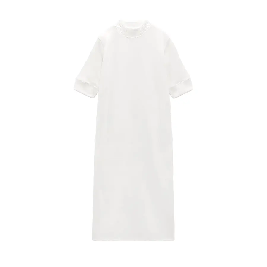 

Платье Zara Plush With Ribbed Trims, экрю
