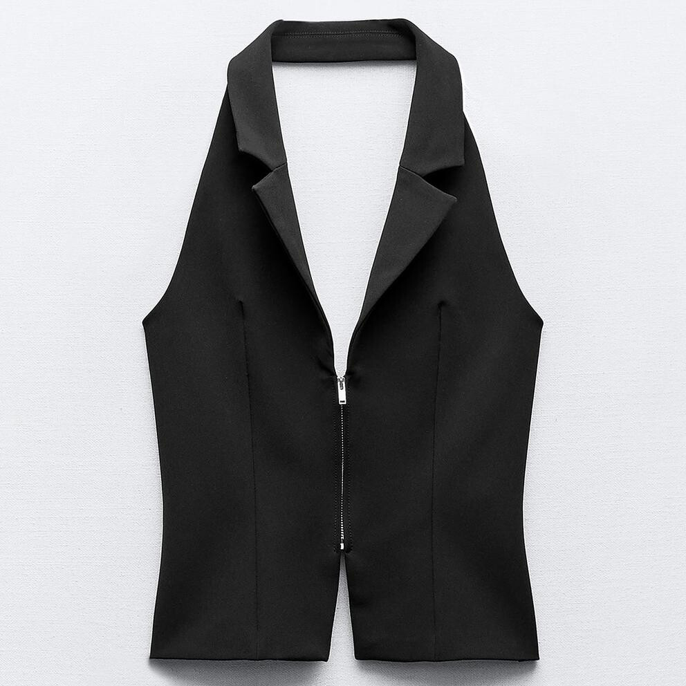 

Топ Zara Open-back Halter, черный