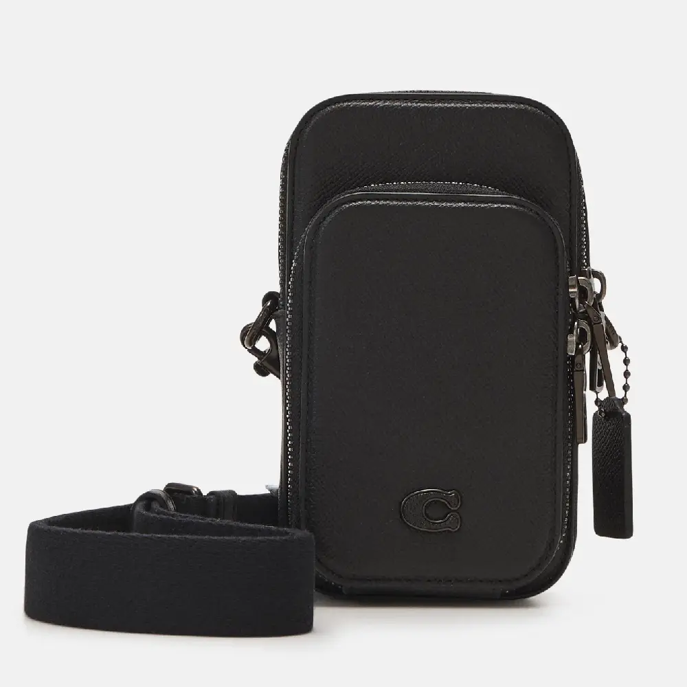 

Сумка Coach Phone Crossbody In Crossgrain Unisex, черный