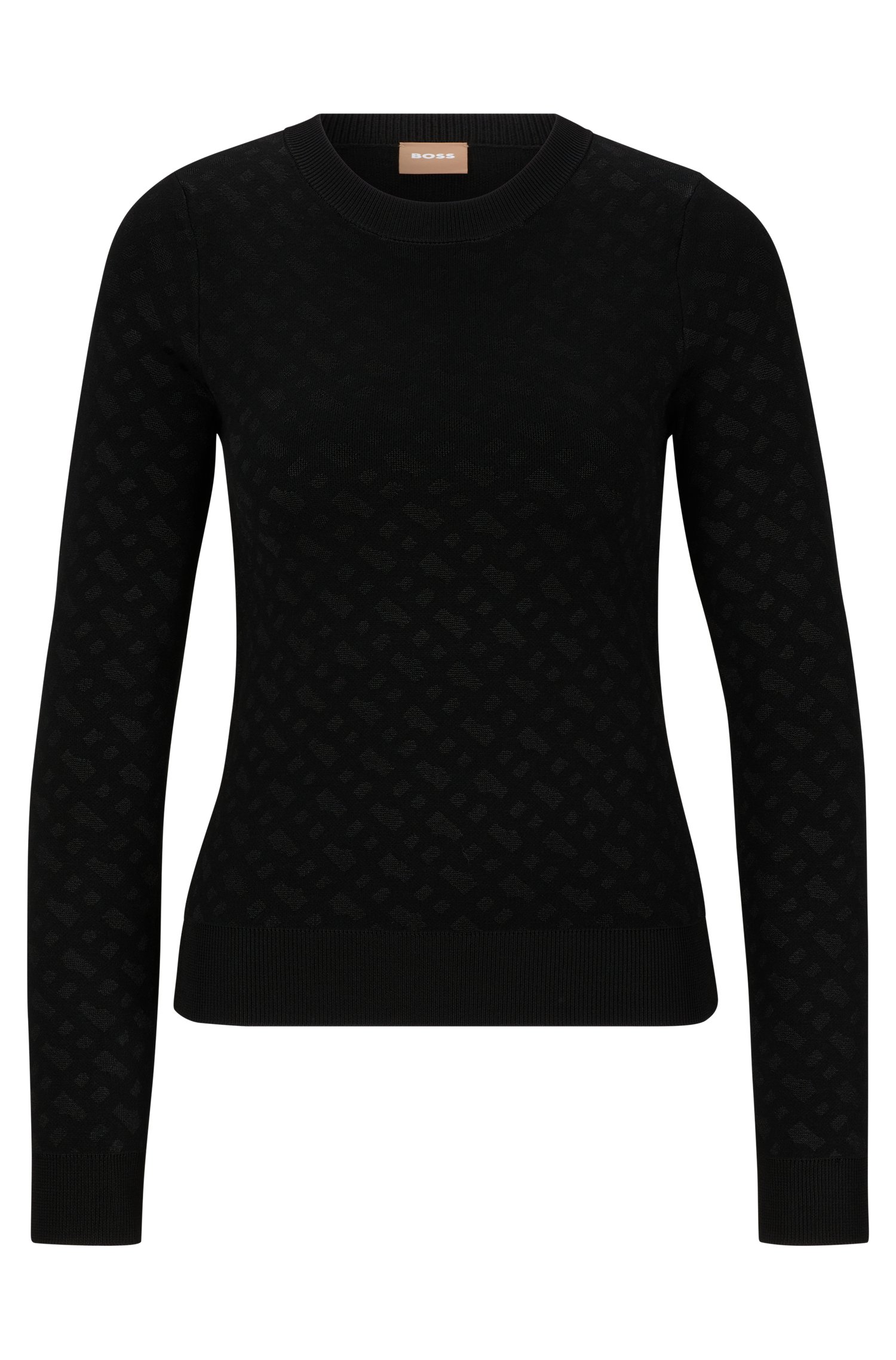 цена Джемпер Hugo Boss Knitted Jacquard-pattern With Logo Trim, черный