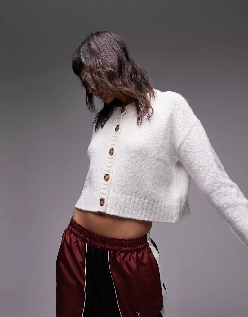 

Белый кардиган с круглым вырезом Topshop, Серый