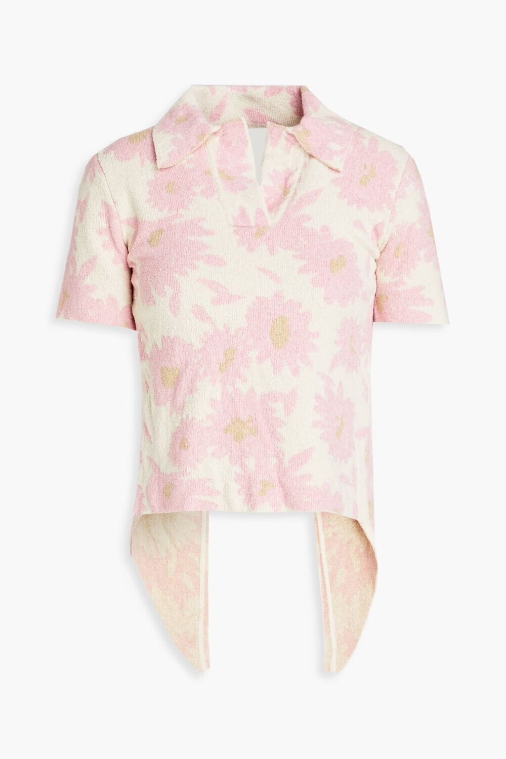 

Махровая рубашка-поло Bagnu в полоску с вырезом Jacquemus, розовый