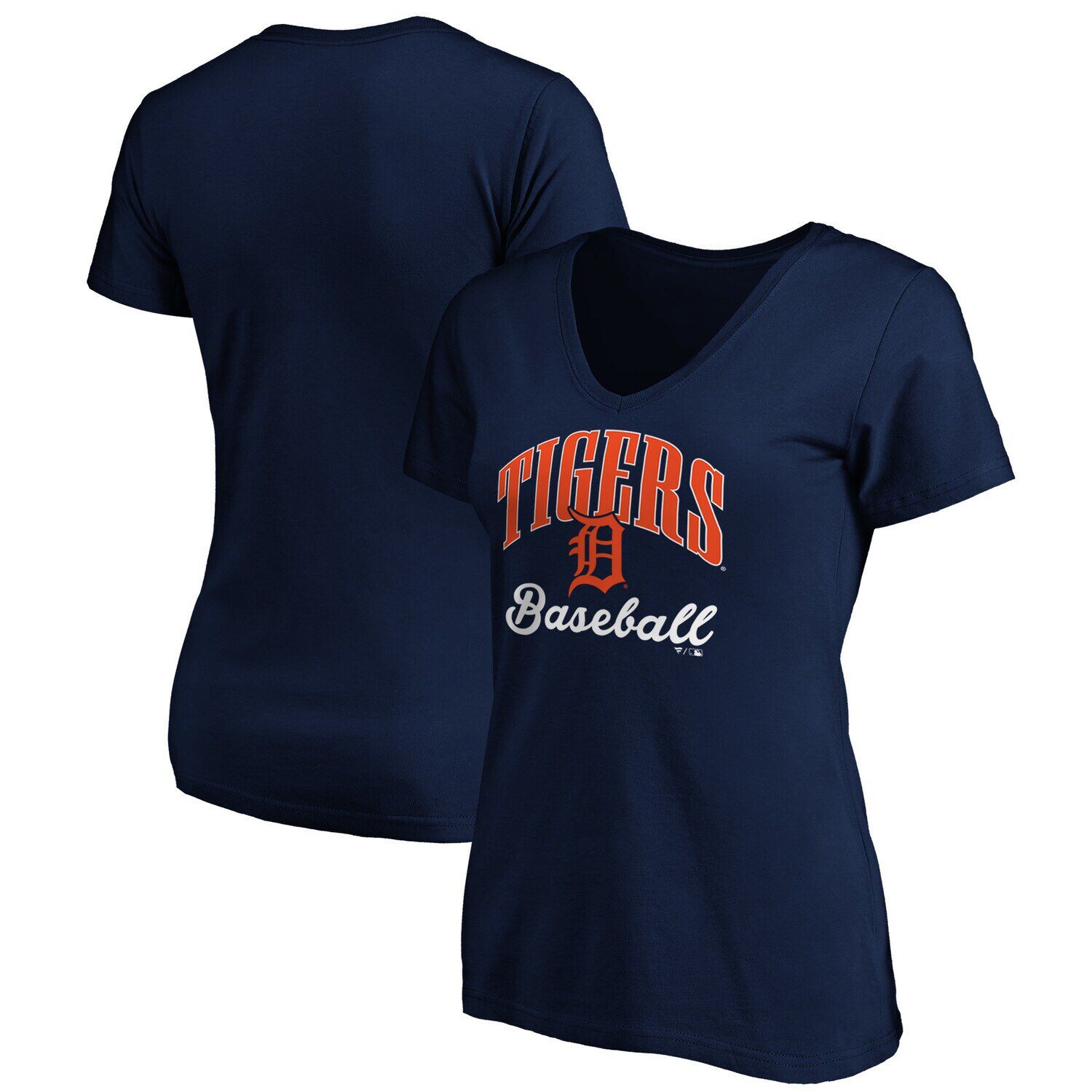 

Женская темно-синяя футболка с надписью Fanatics Detroit Tigers Victory Script и v-образным вырезом Fanatics, Синий