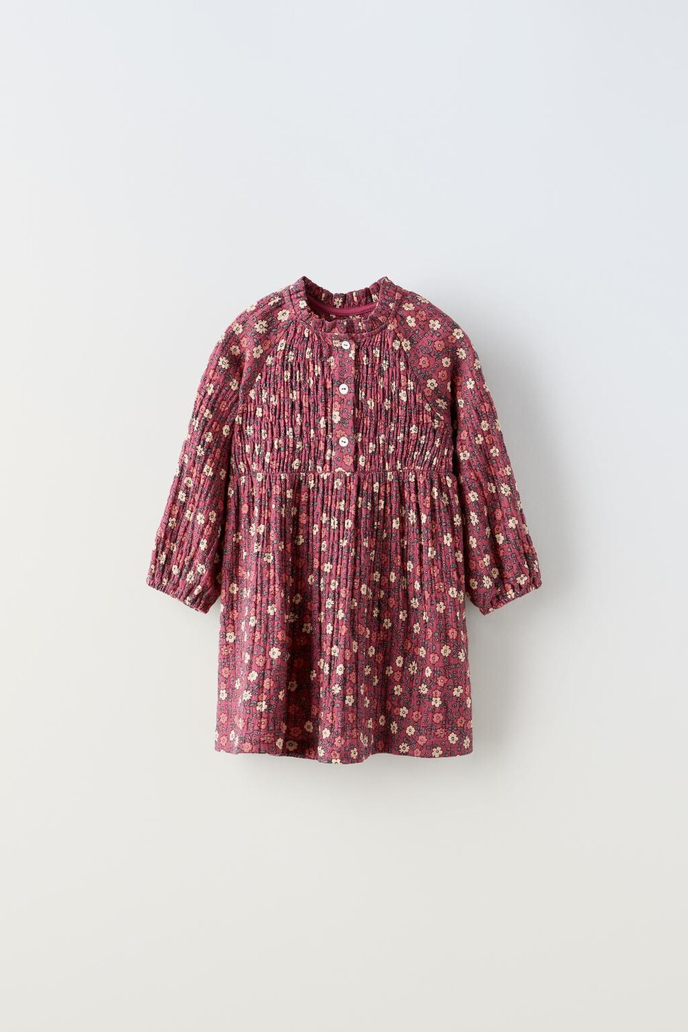 

Платье с цветочным цветом ZARA, темно-бордовый, Красный