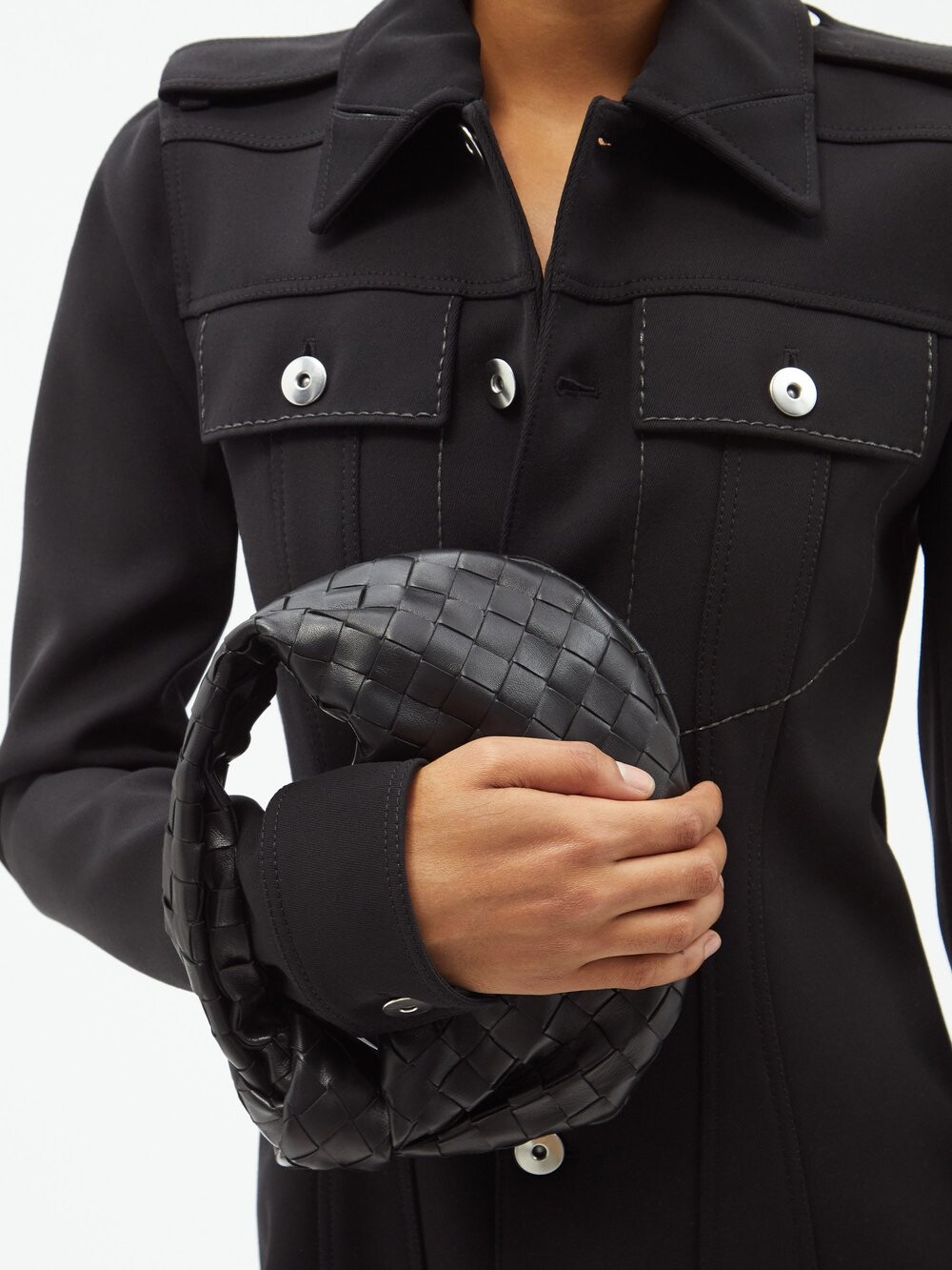 

Мини-клатч jodie из кожи intrecciato Bottega Veneta, черный