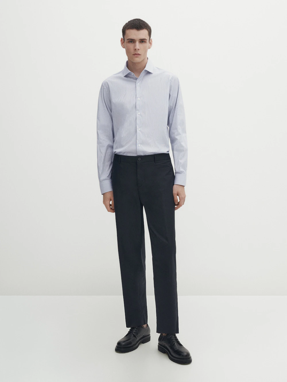 

Рубашка облегающего кроя в полоску easy-iron Massimo Dutti, синий