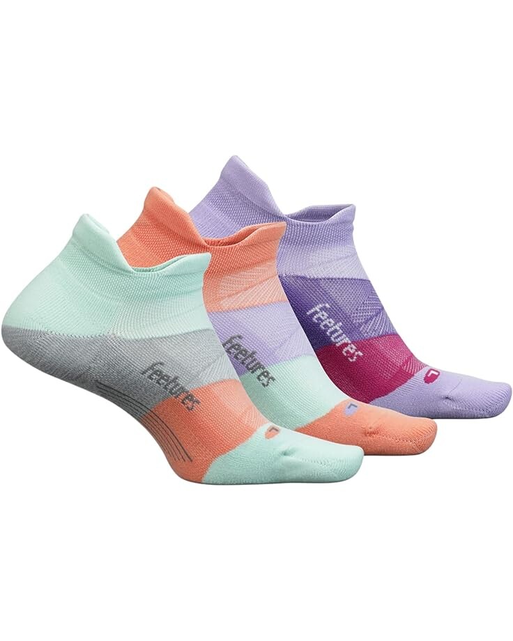 

Носки Feetures Elite Light Cushion No Show Tab 3-Pair Pack, цвет Move Aside Mint/Pop Off Peach/Lace Up Lavender