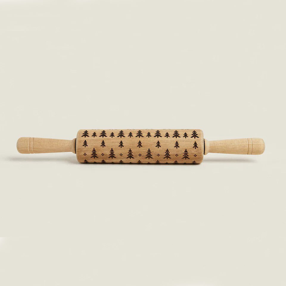 

Скалка Zara Home Acacia Raised Christmas Design, коричневый